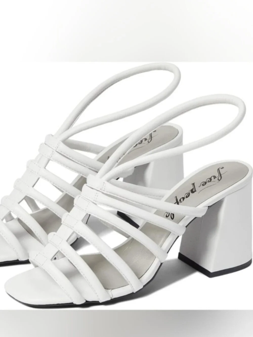 Free People White Multi-Strap Slide Heels Size 40